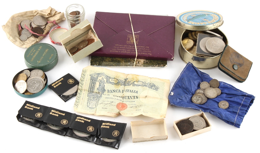 Property of a lady - coins - a box containing assorted coins including late 19th / early 20th