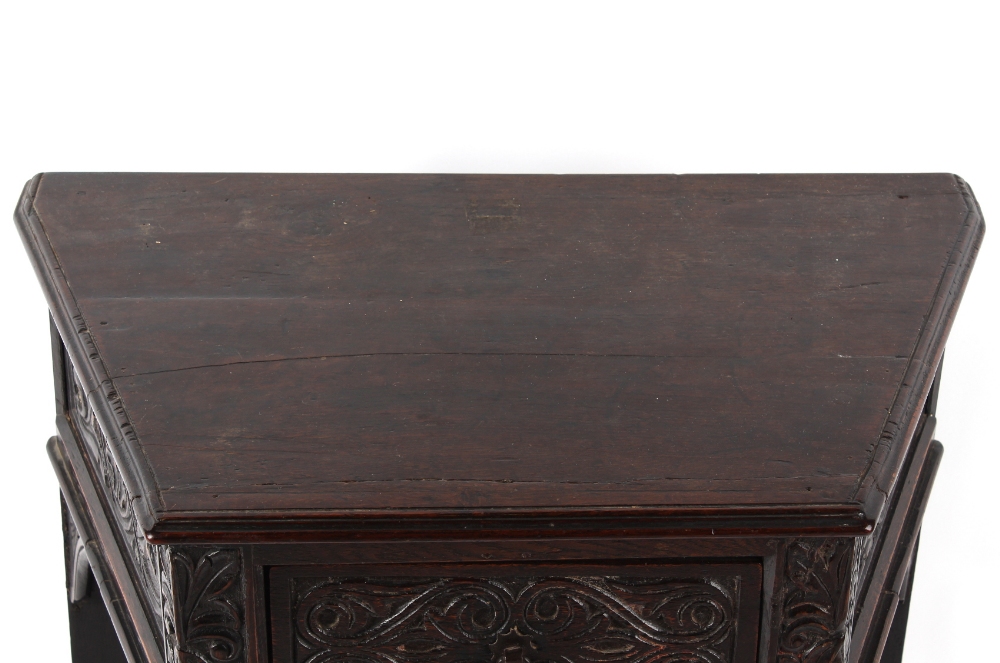 Property of a deceased estate - a James I carved oak credence table, circa 1620, with arcaded - Image 2 of 3