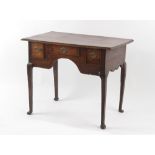 Property of a deceased estate - a mid 18th century oak lowboy, with three drawers, on square