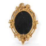 Property of a deceased estate - a Victorian giltwood girandole, with oval mirror plate, 31ins. (