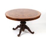 Property of a gentleman - a walnut & marquetry circular topped dining table, late 20th century, with