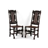 Property of a deceased estate - a pair of Charles II period carved walnut high-back chairs, circa