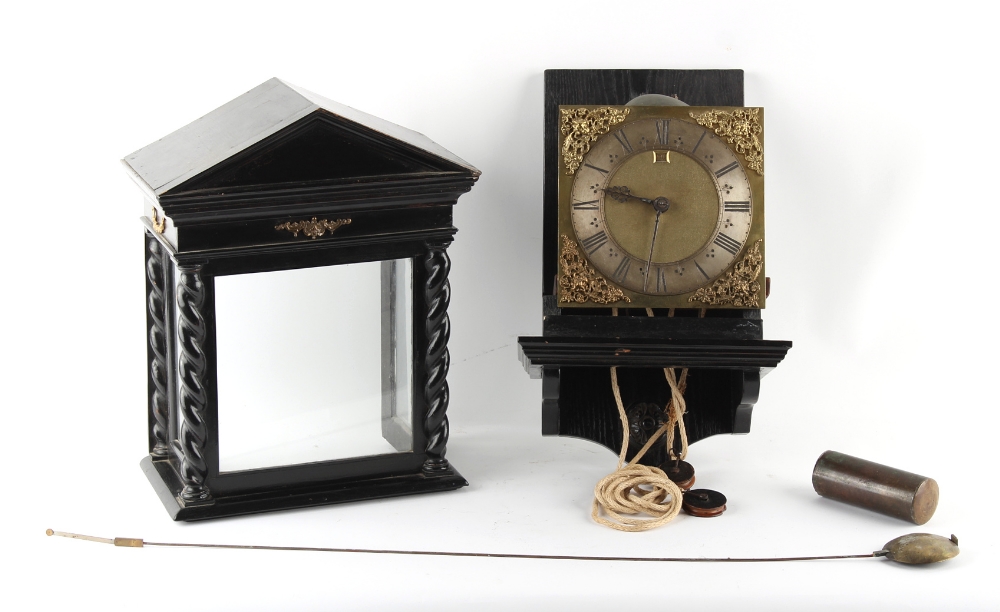 The Henry & Tricia Byrom Collection - an ebonised cased 30-hour hooded wall clock, with 10-inch - Image 2 of 3