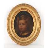 Property of a deceased estate - late 19th century - PORTRAIT OF A GIRL - oil on canvas, an oval,