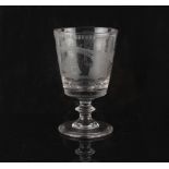 A private collection of English glass rummers - a George III/IV engraved Sunderland Bridge rummer,