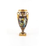 Property of a lady - a late 19th century Coalport navy blue ground vase, richly gilded and decorated
