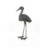 Property of a deceased estate - a bronze garden model of a heron, approximately 31ins. (79cms.)