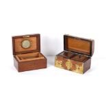 Property of a deceased estate - a Victorian brass mounted figured walnut tea caddy, with two