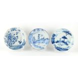 A private collection of English delft and Dutch Delft plates - a group of three 18th century English