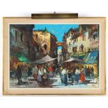 Property of a deceased estate - late 20th century - MEDITERRANEAN MARKET SCENE - oil on canvas, 27.