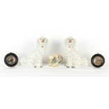 Property of a deceased estate - a large pair of Victorian Staffordshire spaniels, 13ins. (33cms.)