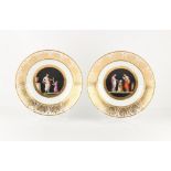A pair of Paris porcelain shallow dishes, circa 1820, each painted with classical figures to the