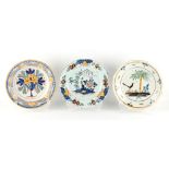 Property of a lady - a London (Lambeth) polychrome delft plate, circa 1770, damages, 8.85ins. (22.
