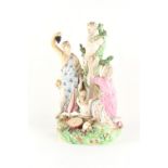 Property of a lady - a Derby porcelain 'patch' period group, circa 1765, restoration to arm, 11.