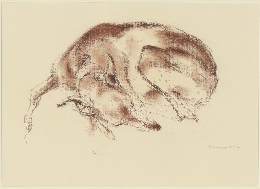 Property of a lady - Jonathan Trowell (1938-2013) - 'SLIPPER', A STUDY OF A RECUMBENT GREYHOUND - - Image 2 of 3