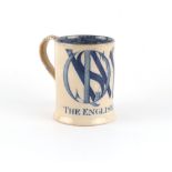 An early 19th century English blue & white pearlware Alphabet mug, 3.65ins. (9.2cms.) high.