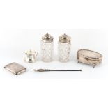 Property of a deceased estate - a bag containing assorted small silver & silver mounted items