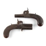 Property of a lady - an early / mid 19th century double barreled turnover percussion cap pistol, the