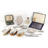 Property of a gentleman - a quantity of silver mounted items including a photograph frame, an