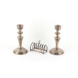 Property of a deceased estate - a pair of silver candlesticks, Birmingham 1967, 7.5ins. (19cms.)