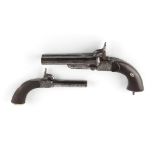 Property of a gentleman - a 19th century Continental double barreled percussion cap pistol, with