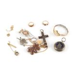 Property of a deceased estate - a bag containing assorted jewellery & watches including a 9ct gold