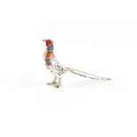 Property of a deceased estate - a Continental silver & enamel model of a cock pheasant, 2.75ins. (