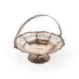 Property of a deceased estate - an early 20th century silver pierced pedestal basket with swing