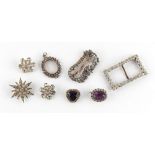 Property of a lady - a bag containing paste jewellery including brooches & buckles, the largest