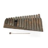 A Chinese xylophone or lithophone, 木琴 , Qing Dynasty, one stone plate broken, the largest stone