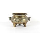 Property of a lady - a large Japanese bronze tripod censer, circa 1900, 18.1ins. (46cms.) across