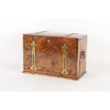 Property of a lady - a Victorian burr walnut stationery box with fold-out writing slope, 16.5ins. (