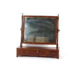 Property of a deceased estate - a mahogany & banded swing-frame toilet mirror with three drawer