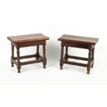 Property of a gentleman - a pair of oak joint stools, each 22ins. (56cms.) long (2).