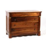 Property of a lady - a late 19th century French chestnut commode chest of four long drawers, 46.
