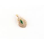 An 18ct yellow gold jadeite & diamond pendant, the gem quality cabochon jadeite approximately 9mm