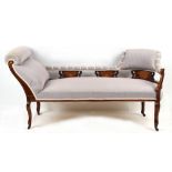 Property of a deceased estate - an Edwardian rosewood & marquetry inlaid chaise longue, 65.75ins. (