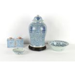 Property of a deceased estate - a large 19th century Chinese provincial blue & white ovoid jar &
