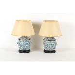Property of a deceased estate - a pair of 19th century Chinese provincial blue & white jars &