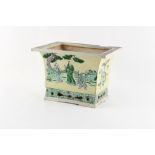 Property of a lady - a Chinese famille verte biscuit porcelain rectangular planter, Kangxi period