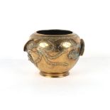 Property of a lady - an early 20th century Japanese bronze phoenix decorated planter, 7.75ins. (19.
