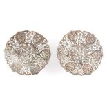 Property of a lady - a pair of Chinese silver pierced bonbon dishes, circa 1900, each decorated with