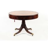Property of a gentleman - an early / mid 20th century mahogany drum table, with leather inset top