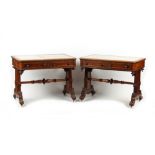 Property of a lady - a pair of good quality Victorian figured walnut washstands, each with a white