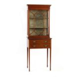 Property of a deceased estate - an Edwardian mahogany & satinwood banded glazed cabinet, with