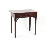 Property of a gentleman - a late 18th century George III mahogany side table, with frieze drawer, on