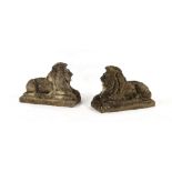 Property of a lady - a pair of well weathered reconstituted stone garden lions, each approximately
