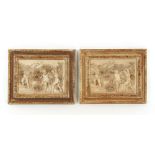 Property of a lady - a pair of reconstituted marble relief plaques depicting cavorting cherubs,