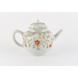 Property of a lady - an 18th century Chinese famille rose porcelain teapot with painted & applied