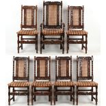 Property of a gentleman - a set of seven late 19th / early 20th century Carolean style carved oak
